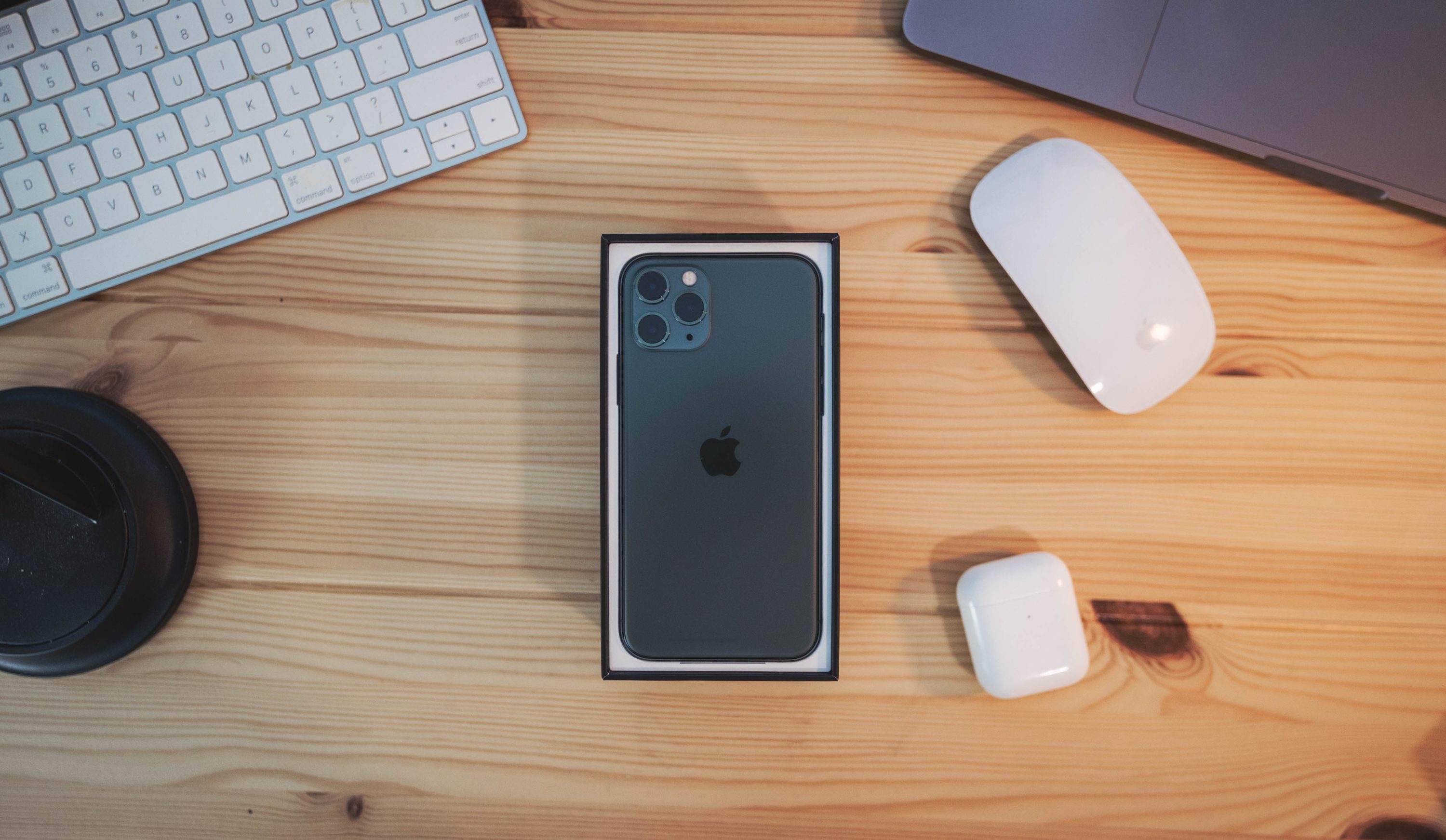 iPhone 11 Pro in Retail Packaging On A Desk