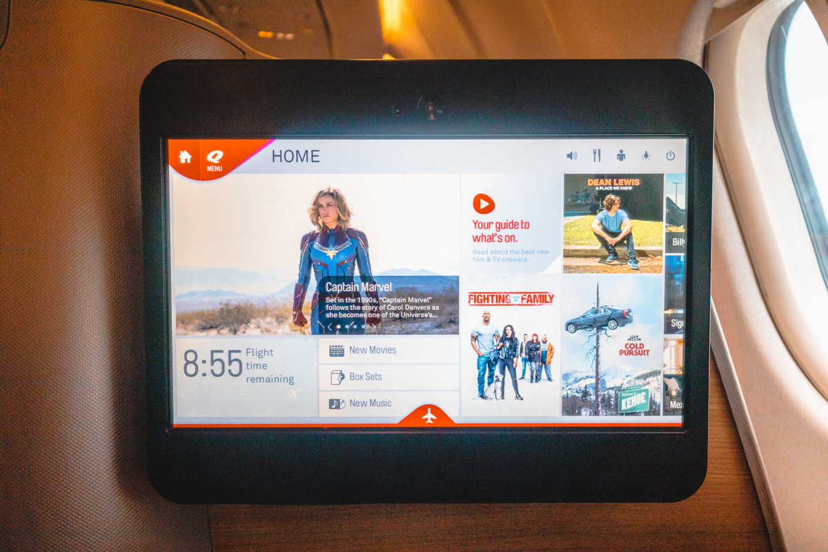 Qantas Airbus A330 Business Class IFE Menu