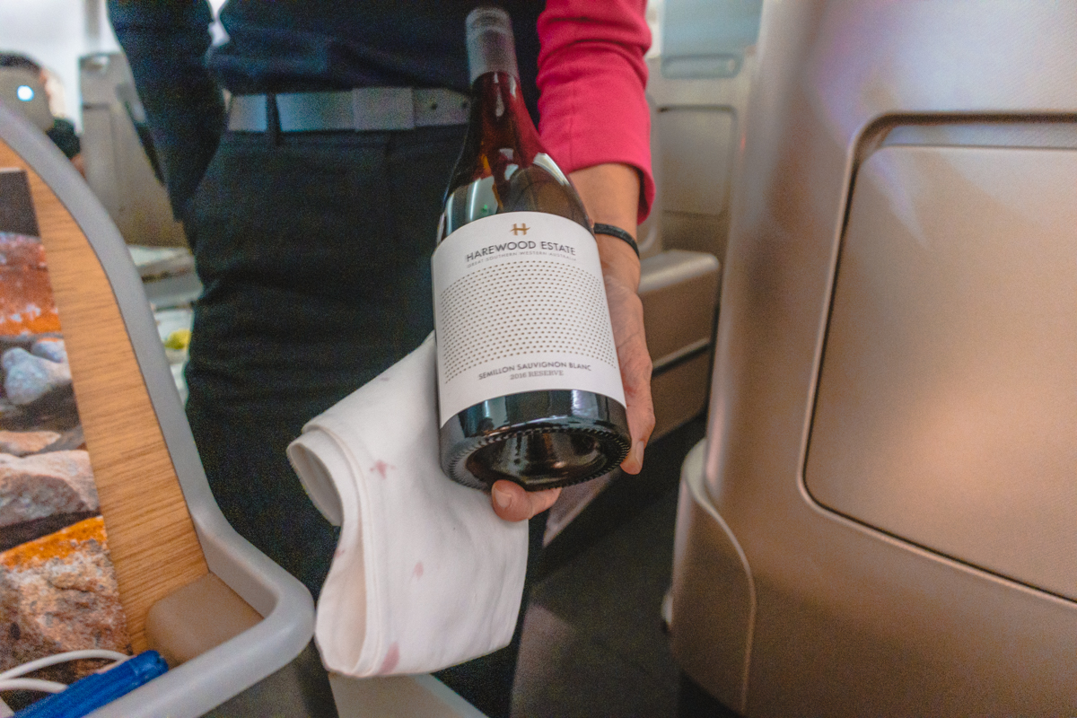 Qantas Airbus A330 Business Class White Wine