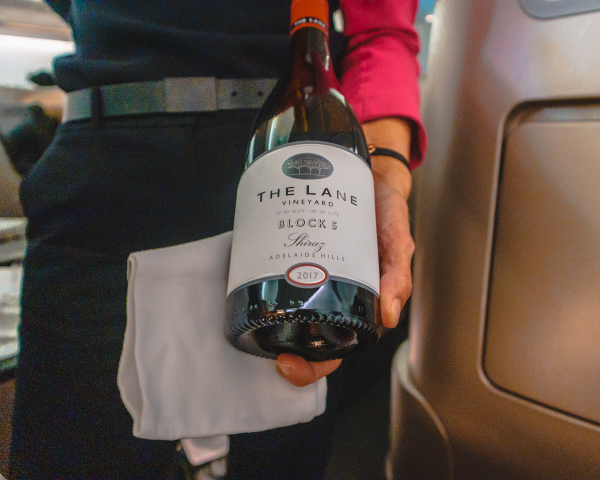Qantas Airbus A330 Business Class Red Wine