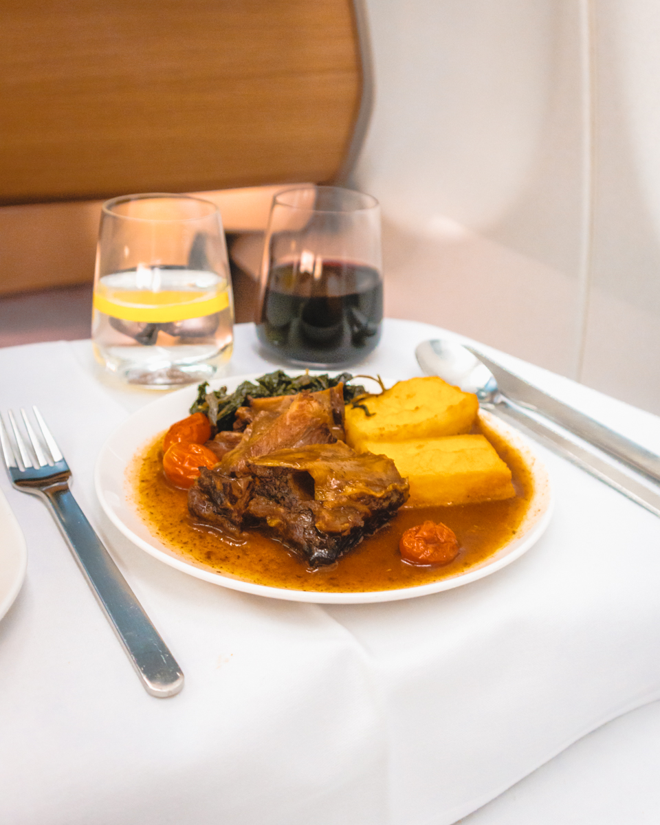 Qantas Airbus A330 Business Class Main Braised Beef