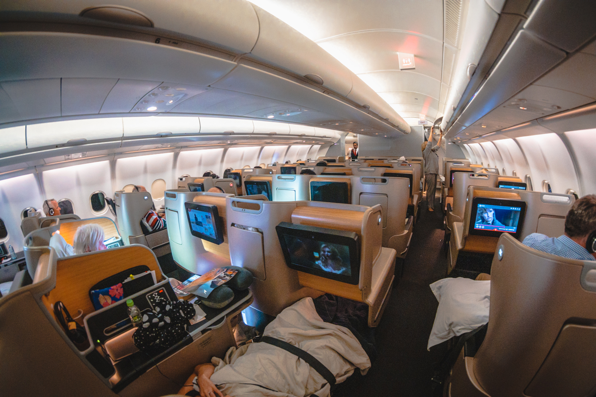 Qantas Airbus A330 Business Class Cabin from Rear Qantas Airbus A330 Business Class Cabin from Rear