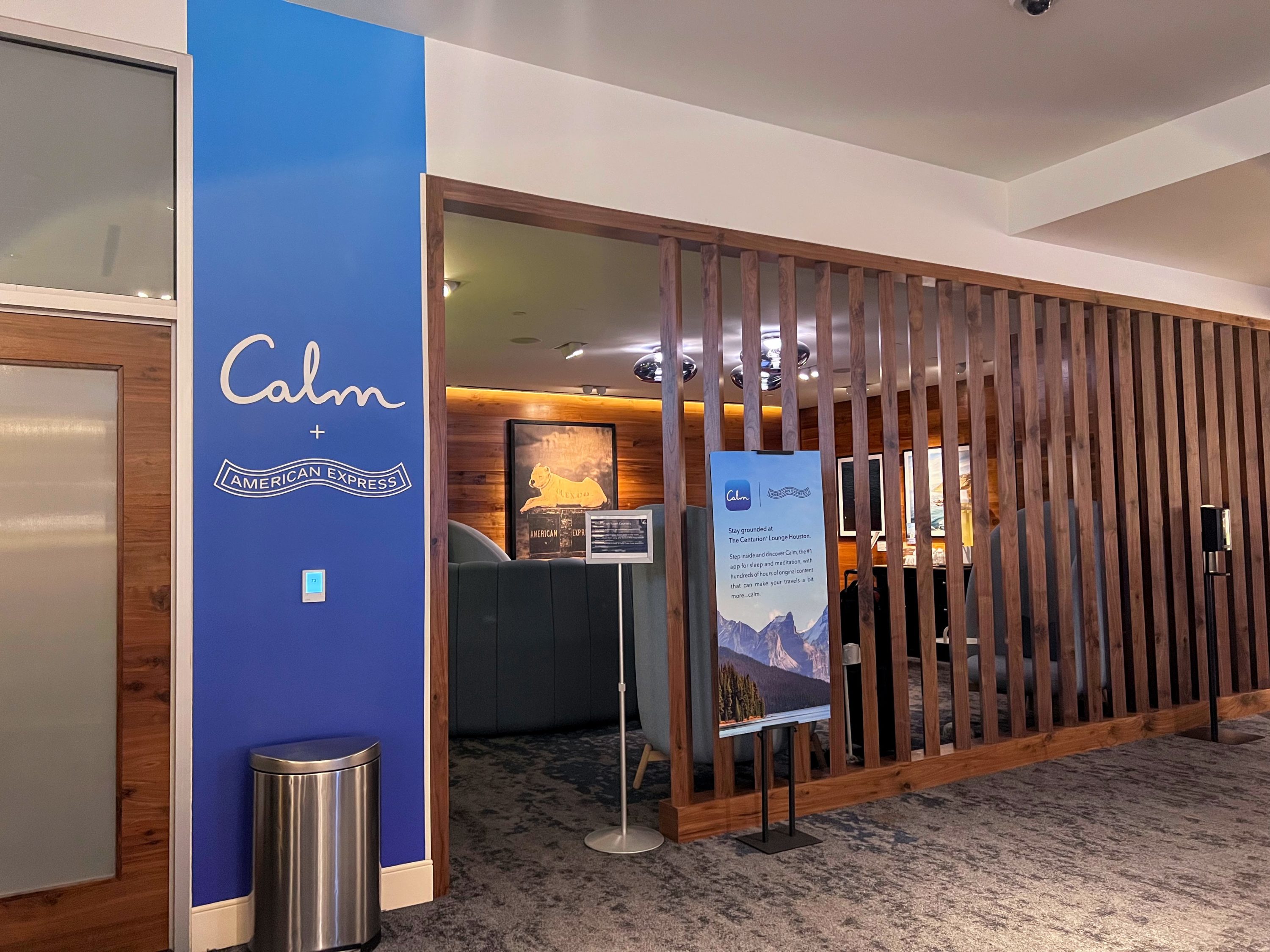 Calm meditation room at Houston Centurion Lounge