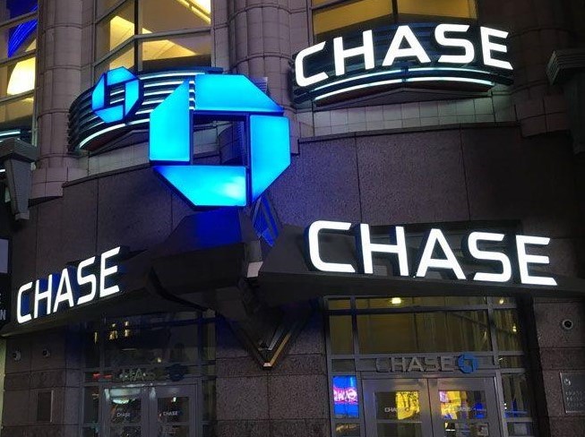 Chase bank night exterior