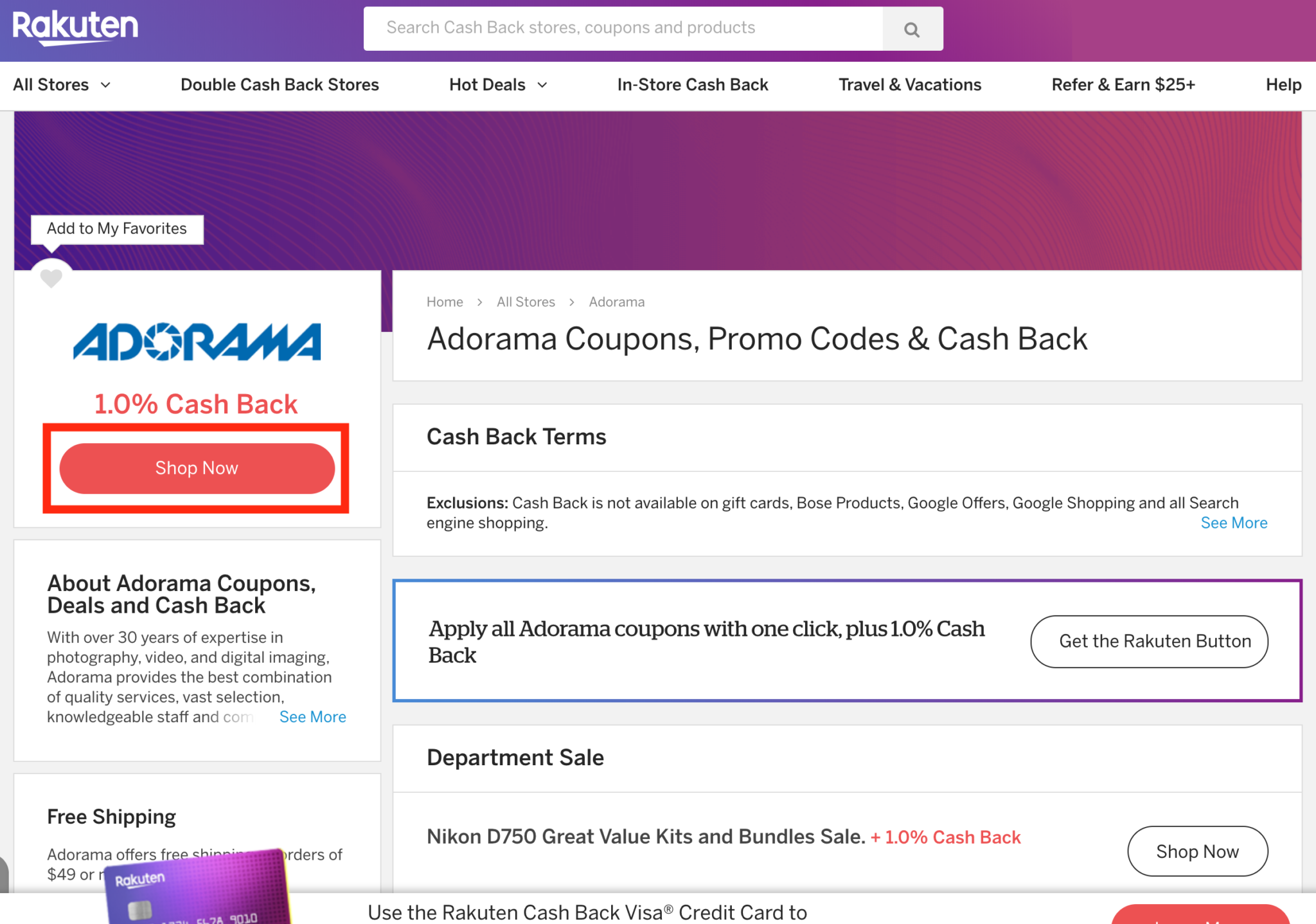 Clicking The Shop Now Button