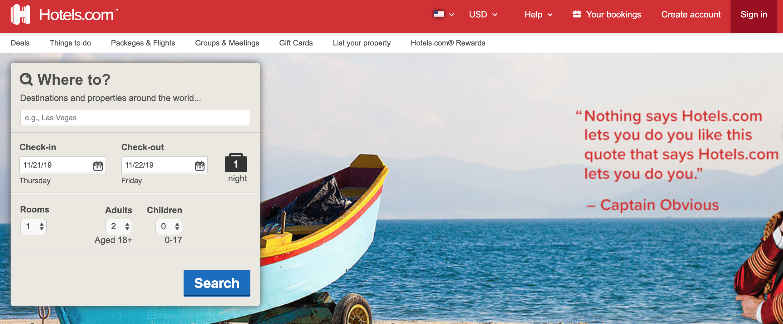 Hotels.com Home Page