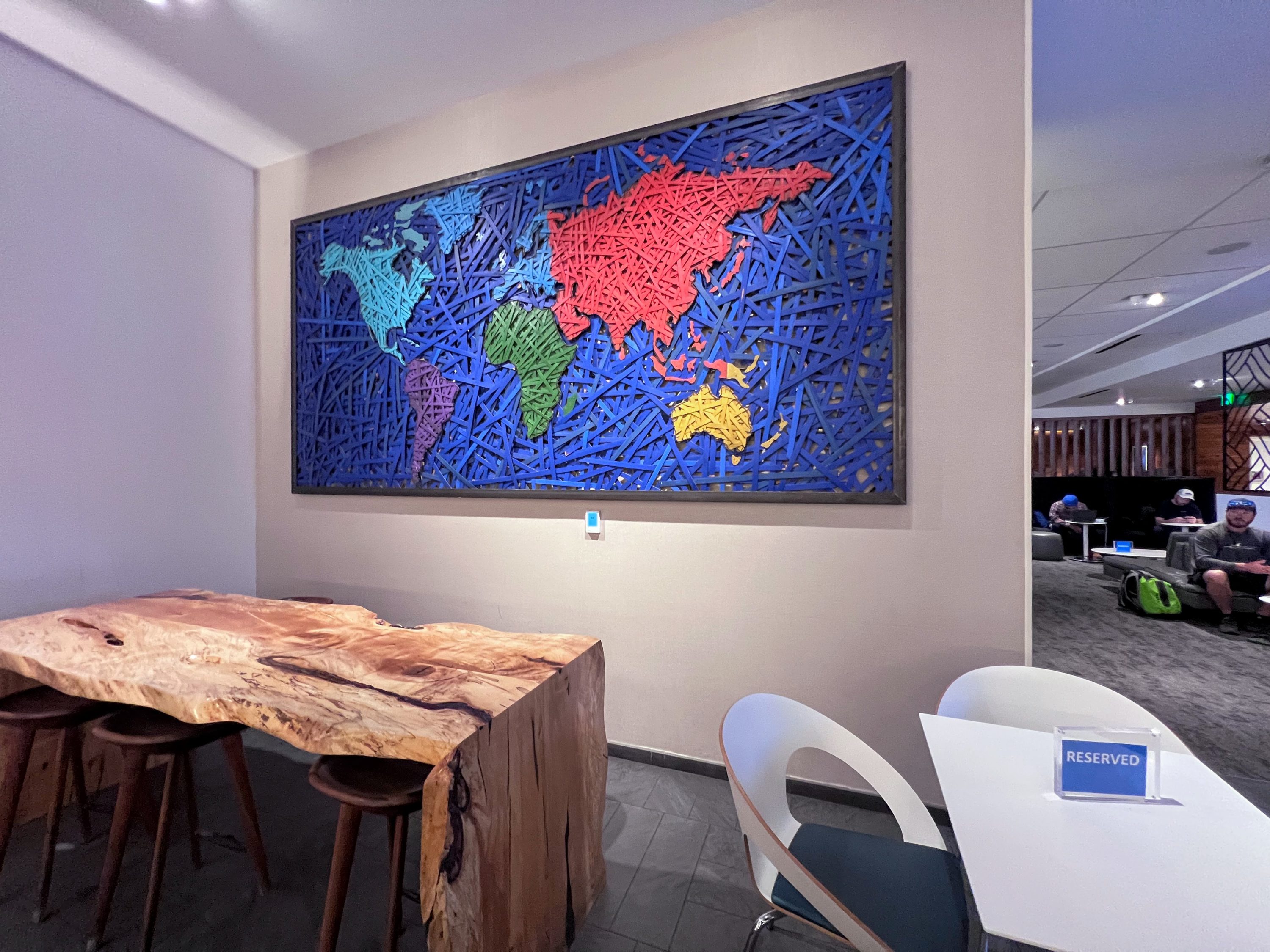 Houston Centurion Lounge seating area and art