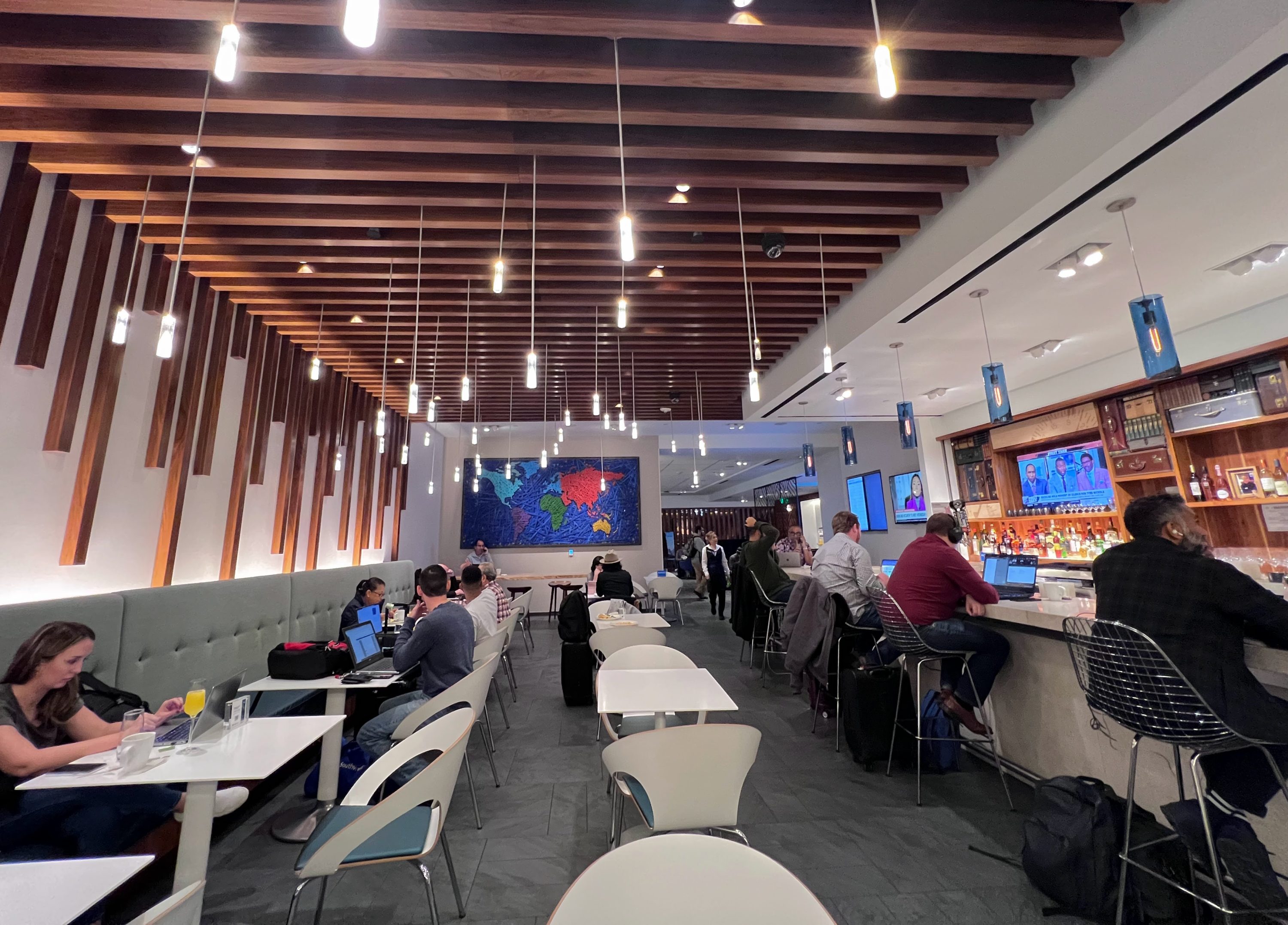 Houston Centurion Lounge seating near bar