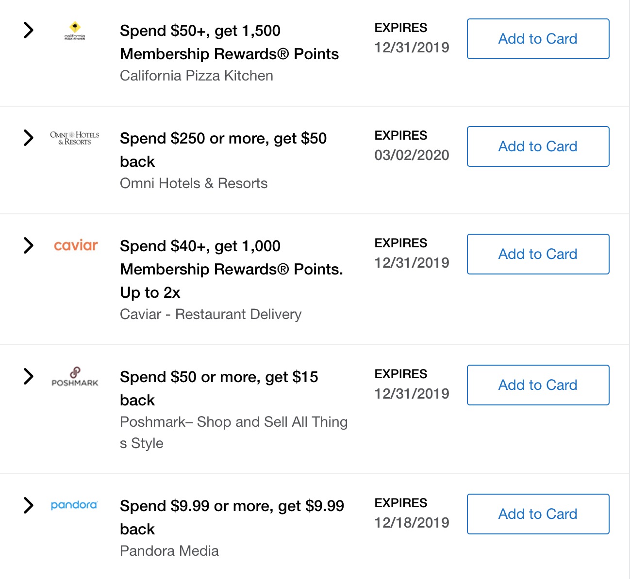 Looking at Amex Offers