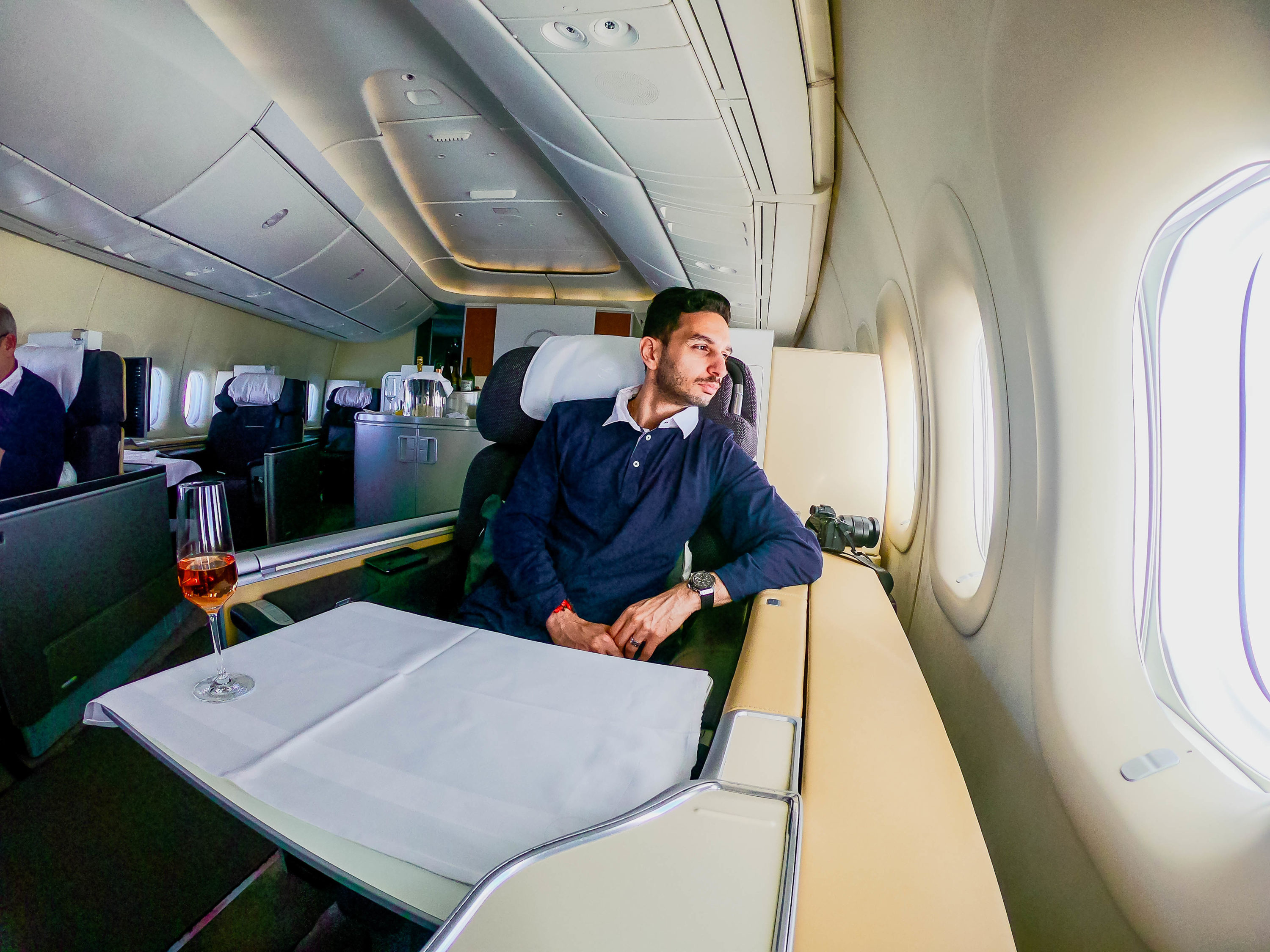 Lufthansa B747-8 First Class pajamas - Cherag Dubash