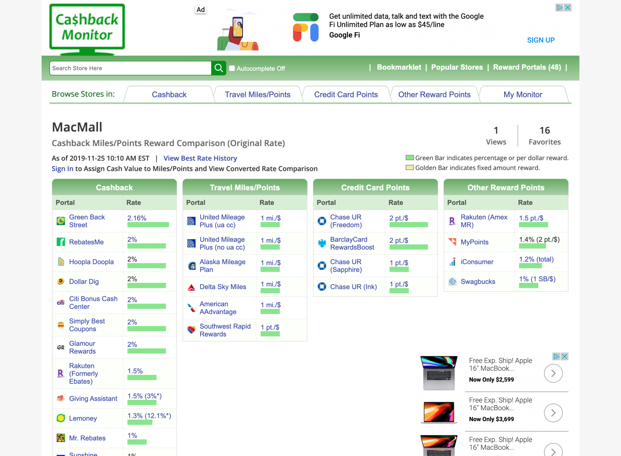 Use eBates To Find Portal Earning Rates