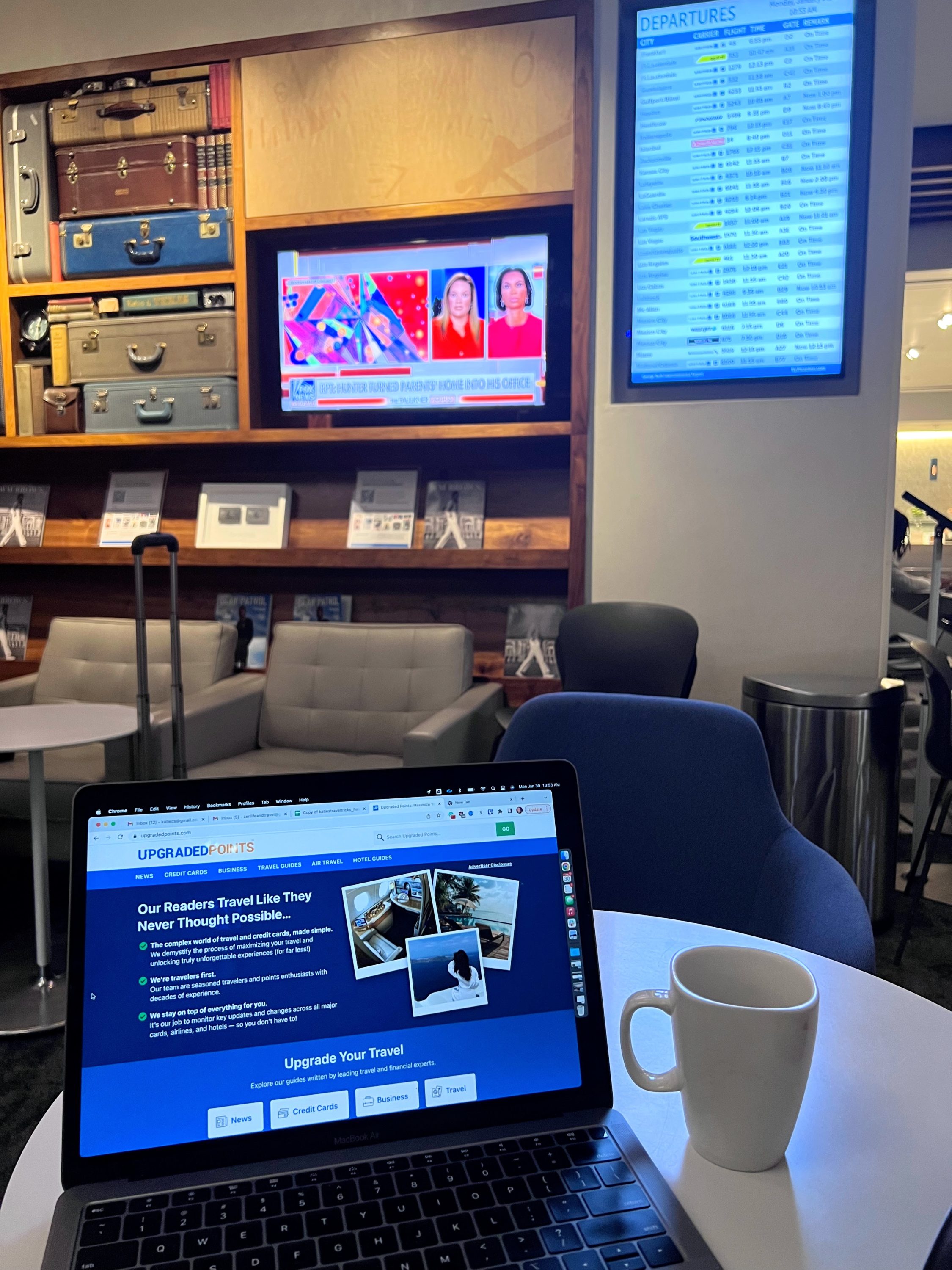 Working at the Centurion Lounge in Houston