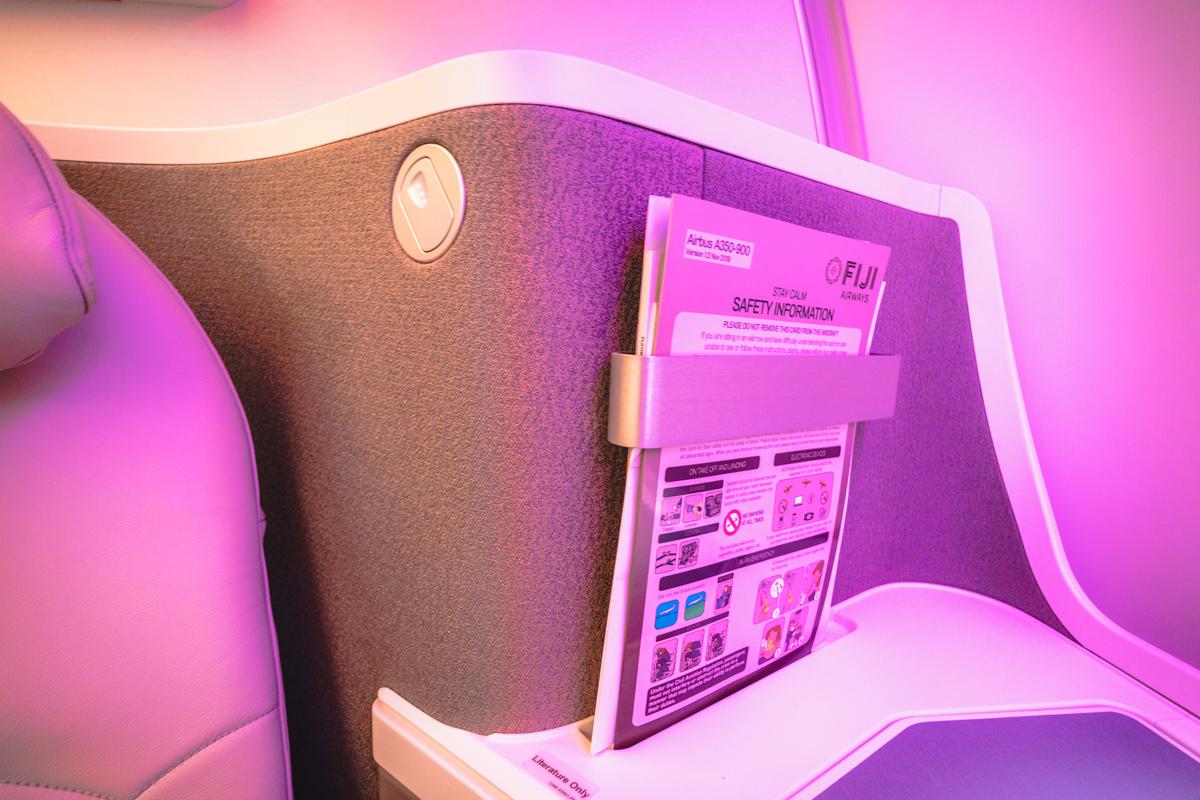 Fiji Airways Airbus A350 Reading Light and Literature Pocket