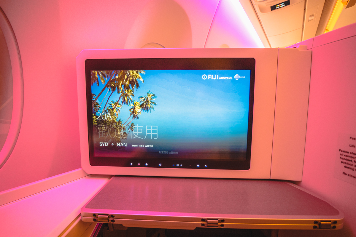 Fiji Airways Airbus A350 Business Class IFE Screen