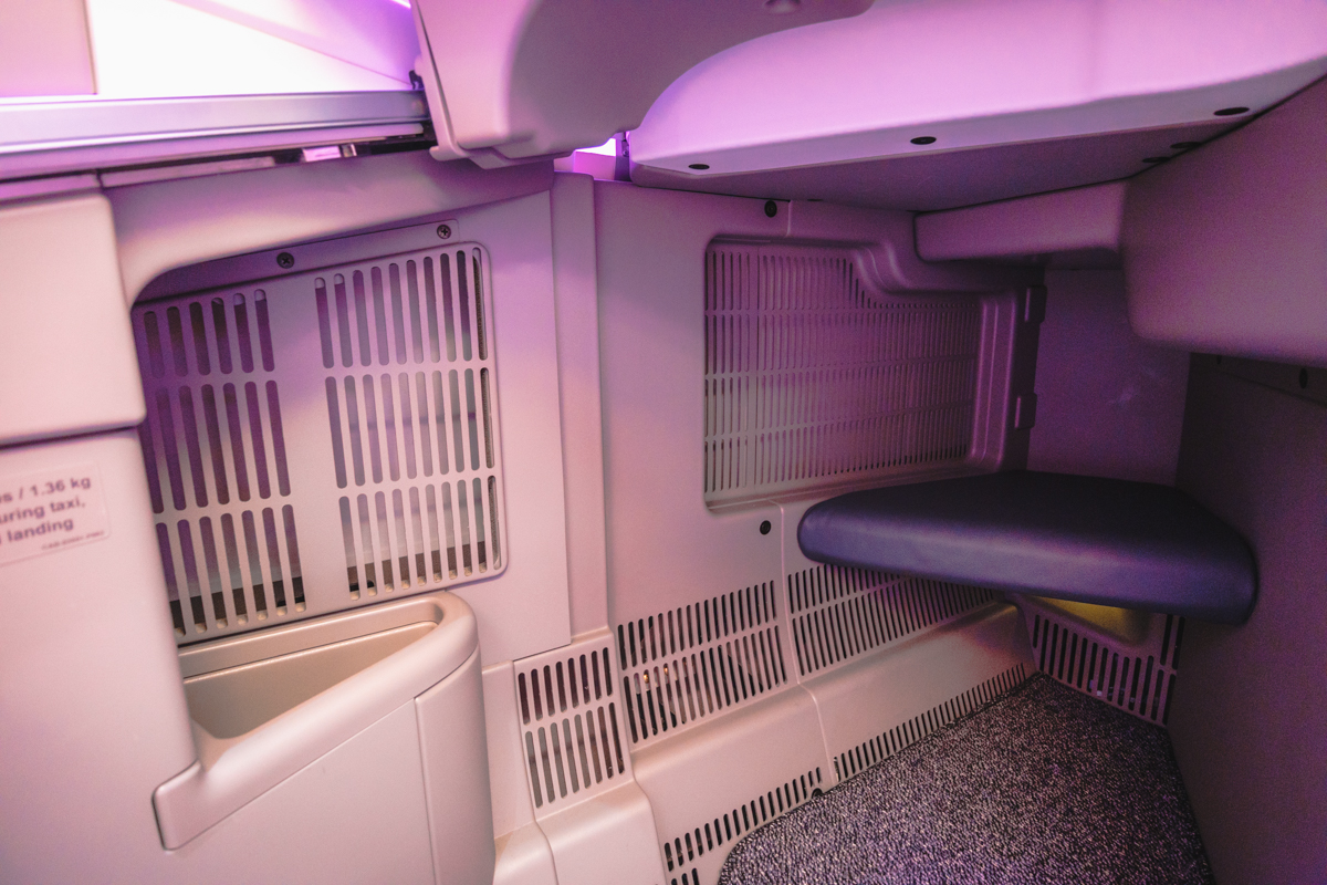 Fiji Airways Airbus A350 Business Class Storage and Ottoman