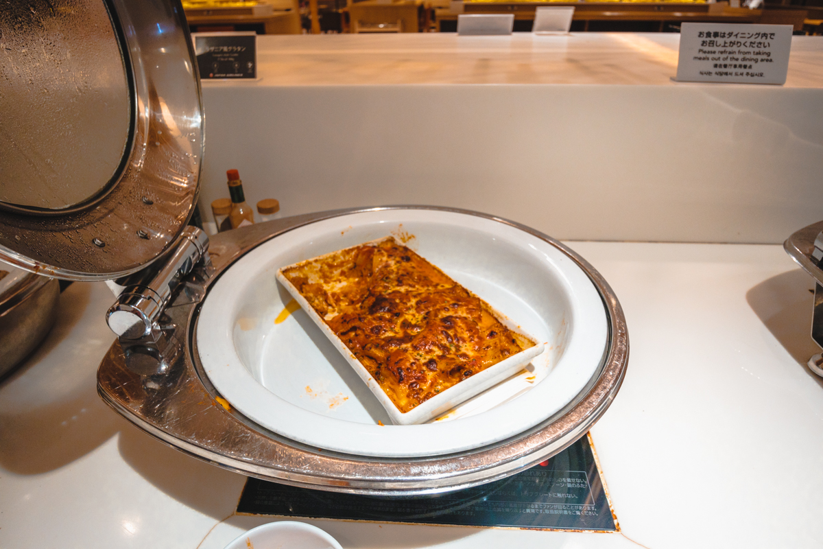 JAL Business Class Lounge Haneda Airport Lasagne