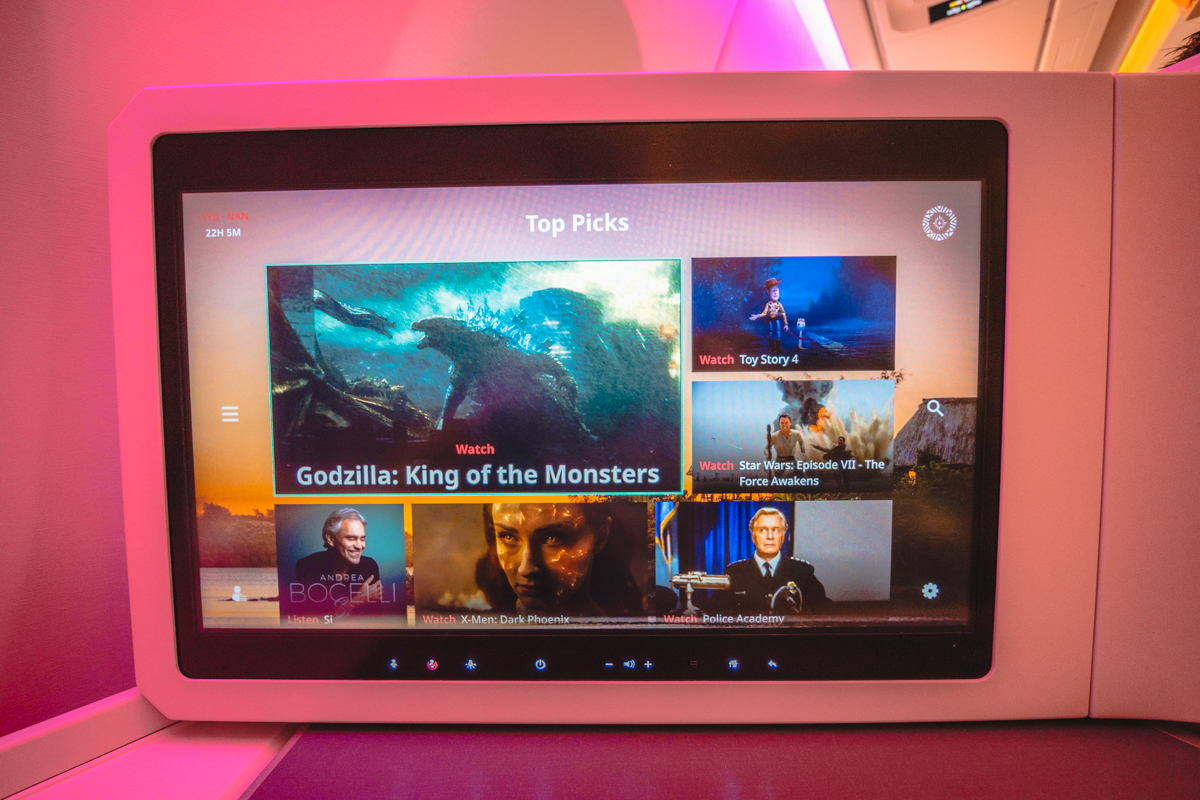 Fiji Airways Airbus A350 Business Class IFE Menu