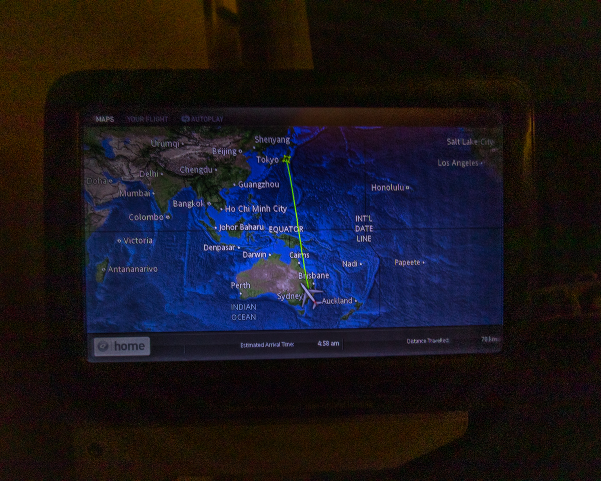 Qantas Boeing 747 Premium Economy IFE Map