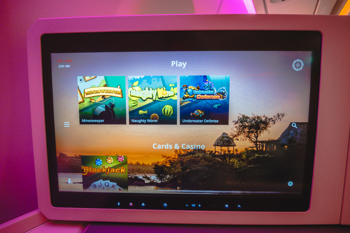 Fiji Airways Airbus A350 Business Class IFE Menu