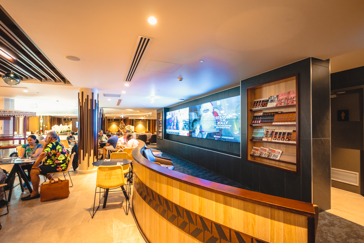 Fiji Airways Premier Lounge Dining TV