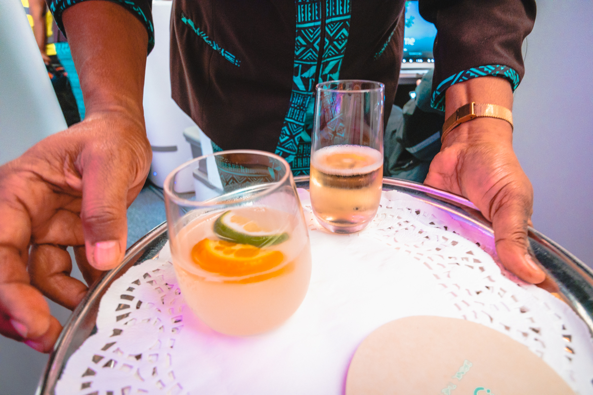 Fiji Airways Airbus A350 Business Class Pre-Departure Beverage
