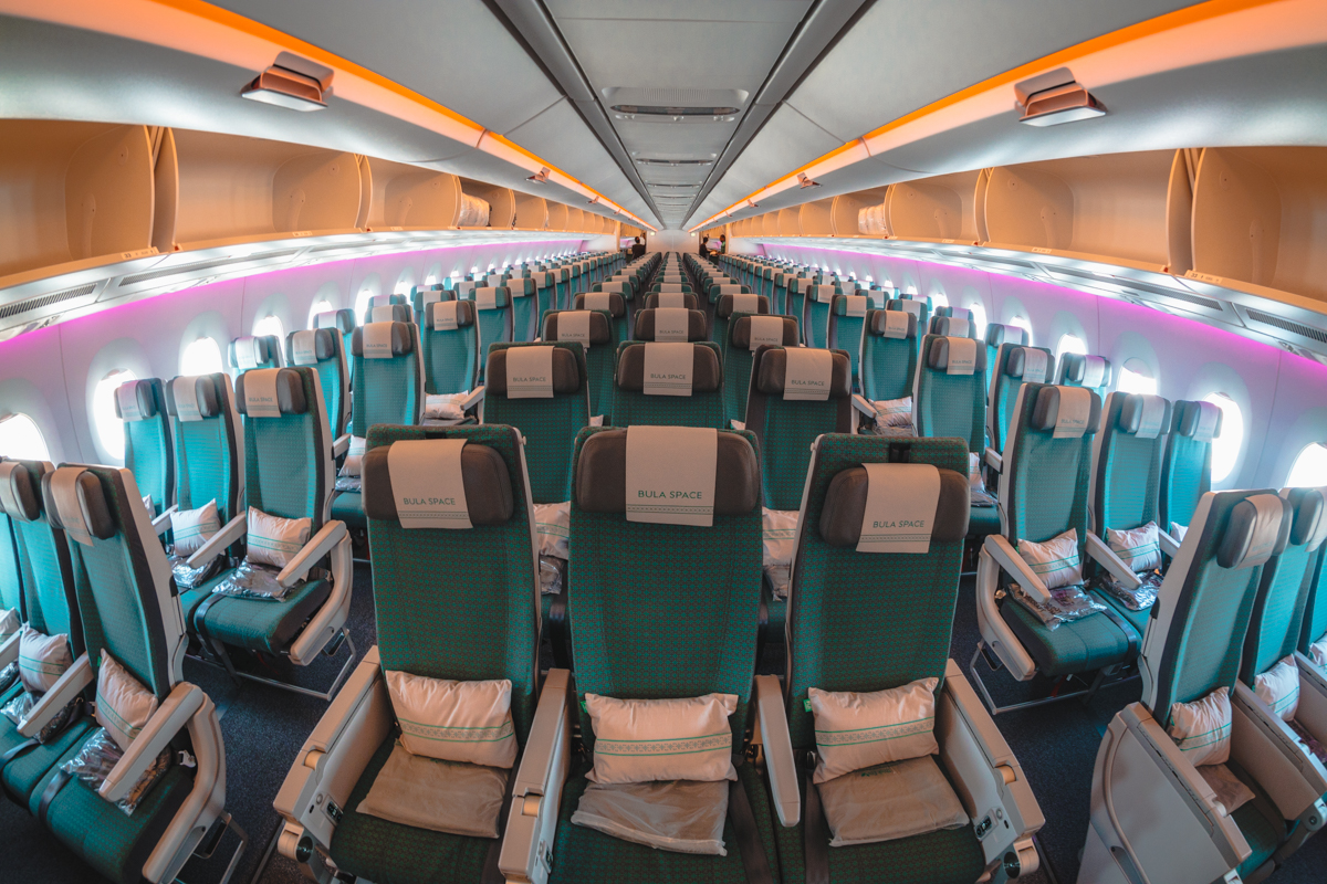 Fiji Airways Airbus A350 Economy Class Cabin from Front