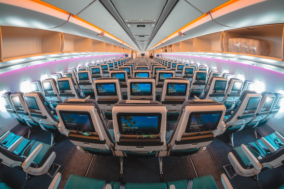 Fiji Airways Airbus A350 Economy Class Cabin from Rear