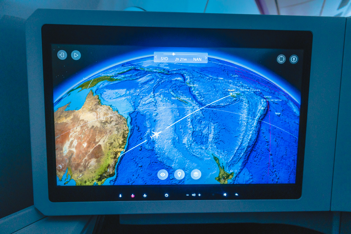 Fiji Airways Airbus A350 Business Class IFE Map