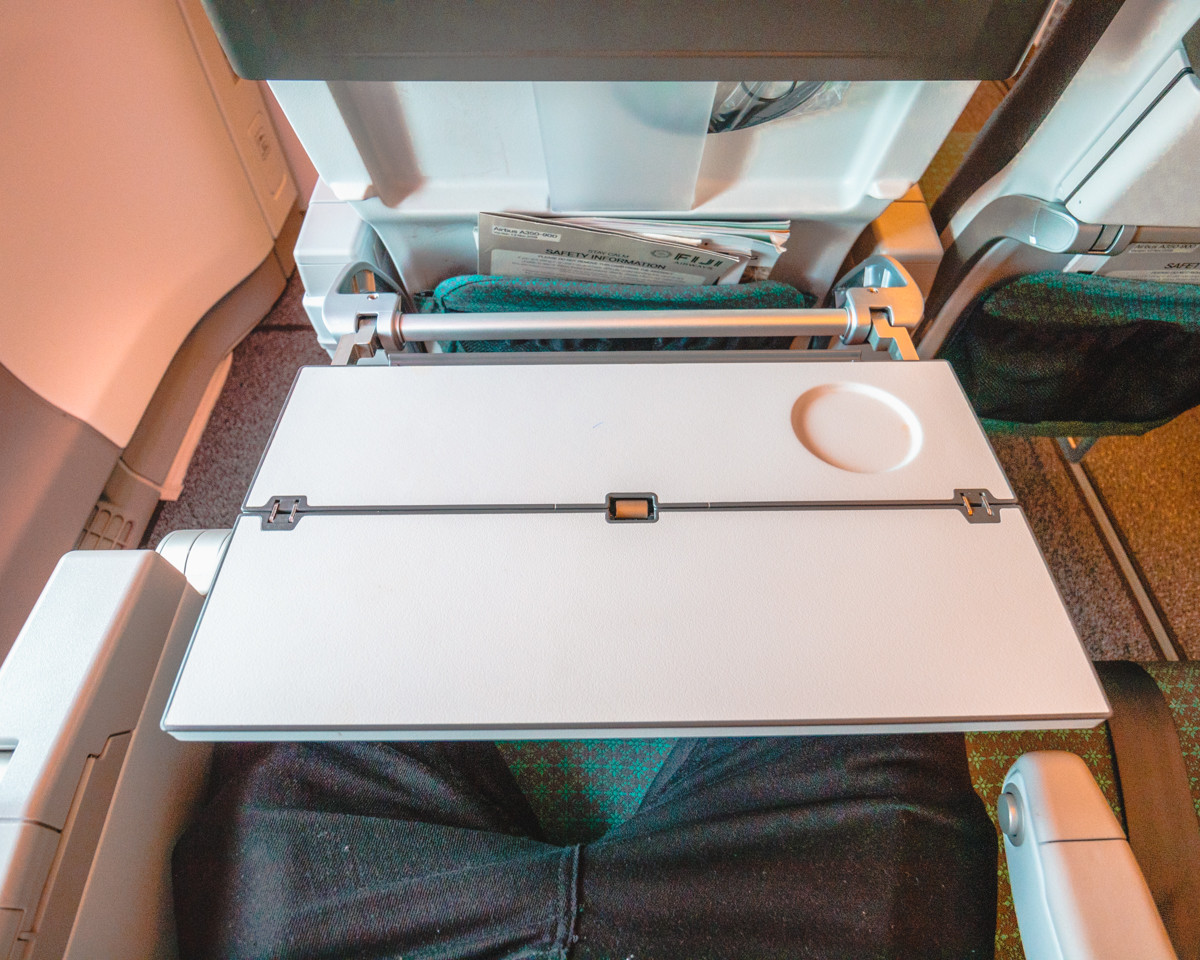 Fiji Airways Airbus A350 Economy Class Tray Table Fully Opened