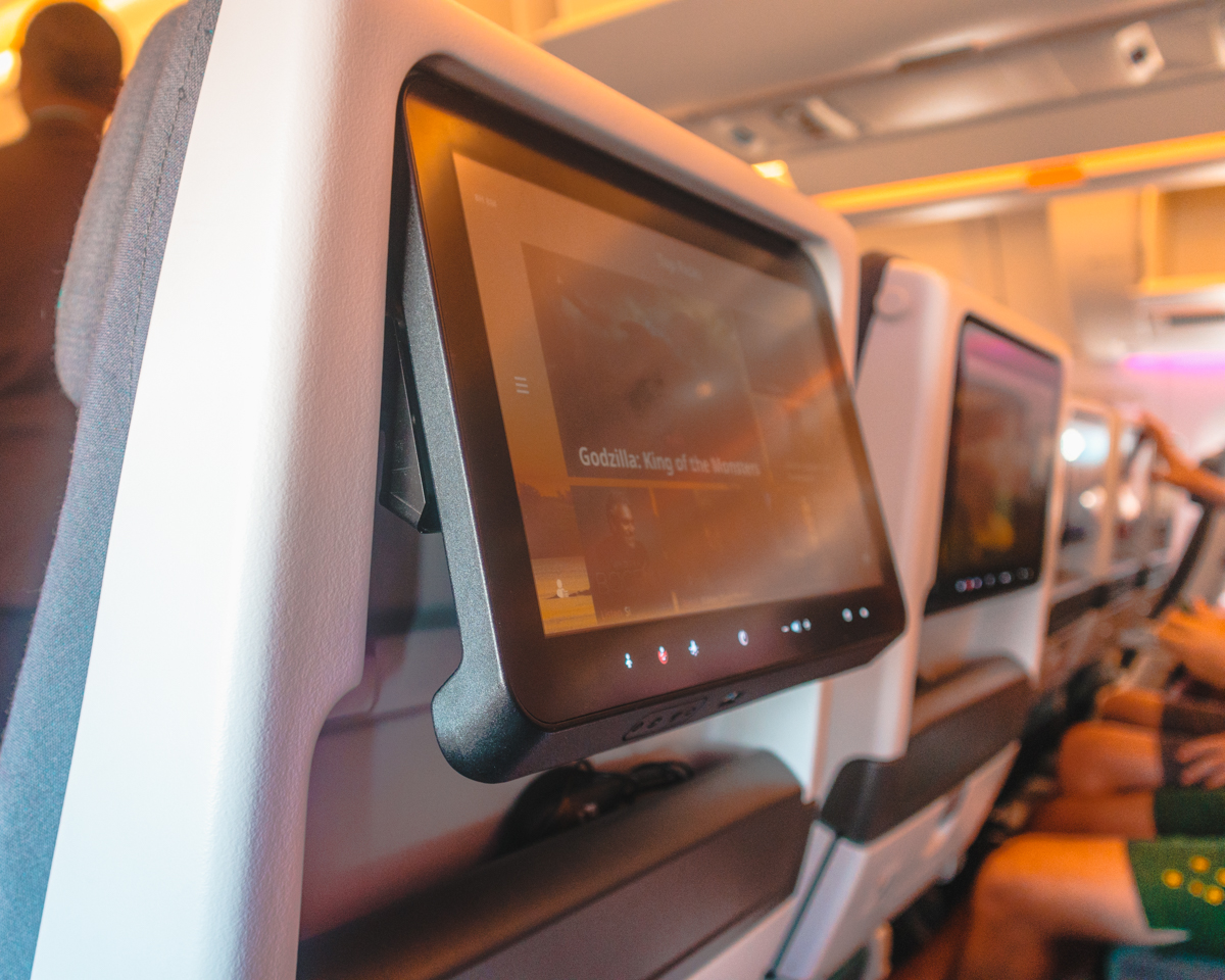 Fiji Airways Airbus A350 Economy Class IFE Angle Adjustment