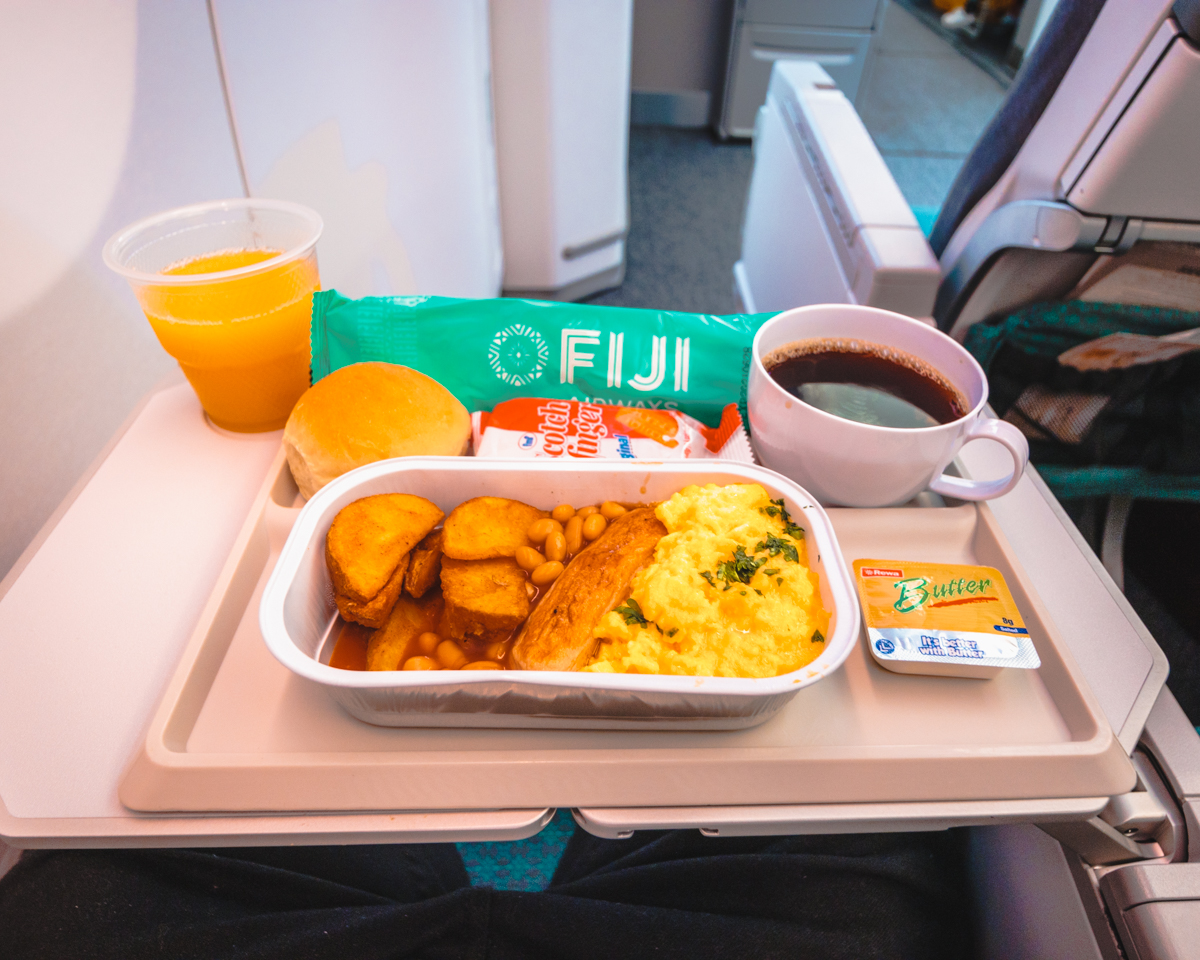 Fiji Airways Airbus A350 Economy Class Breakfast Service