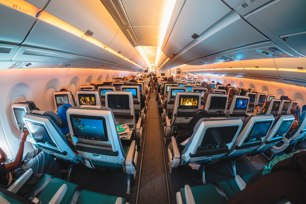 Fiji Airways Airbus A350 Economy Class Cabin from Rear