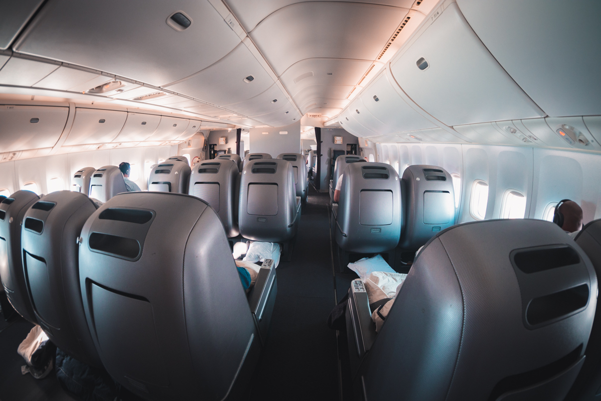 Qantas Boeing 747 Business Class Cabin From Aisle