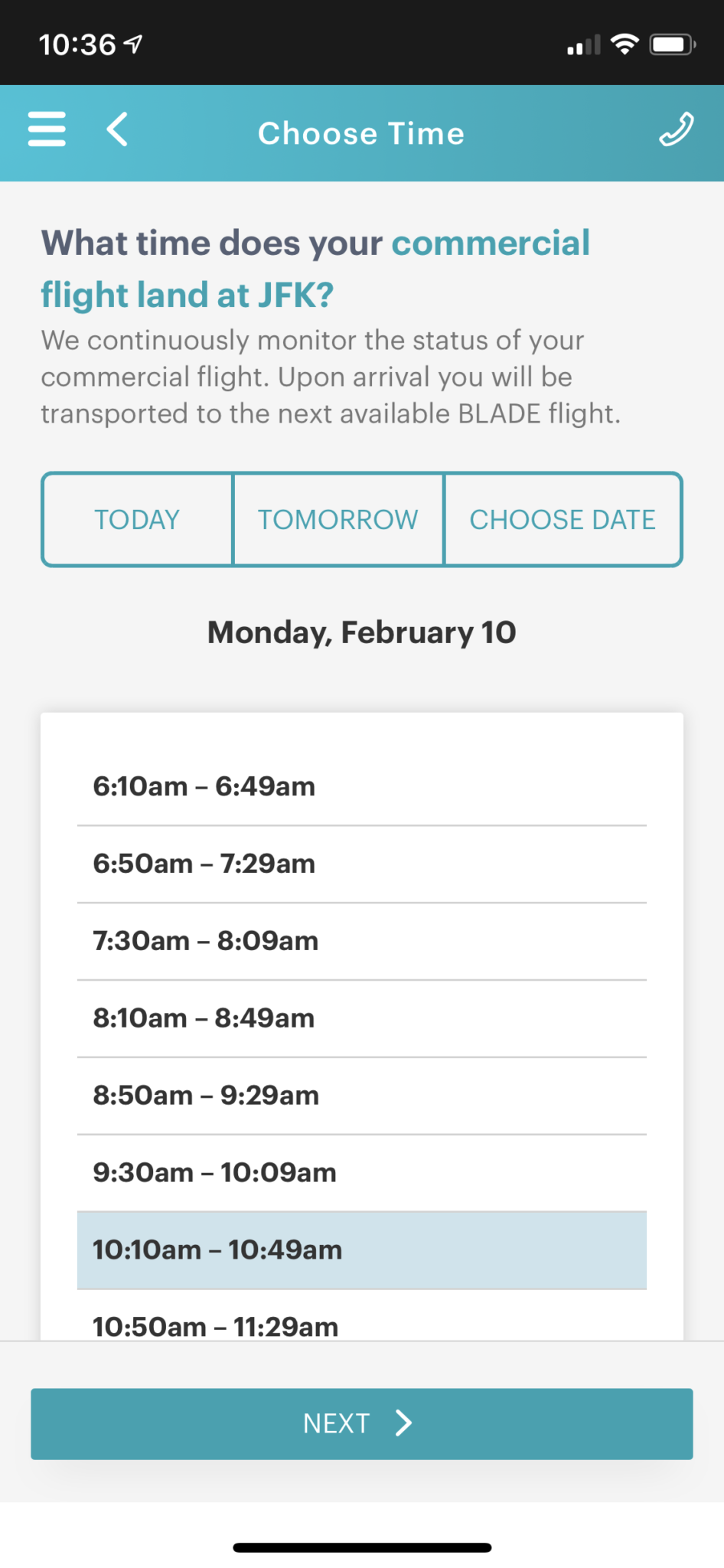 Blade Mobile App Booking Flow 2