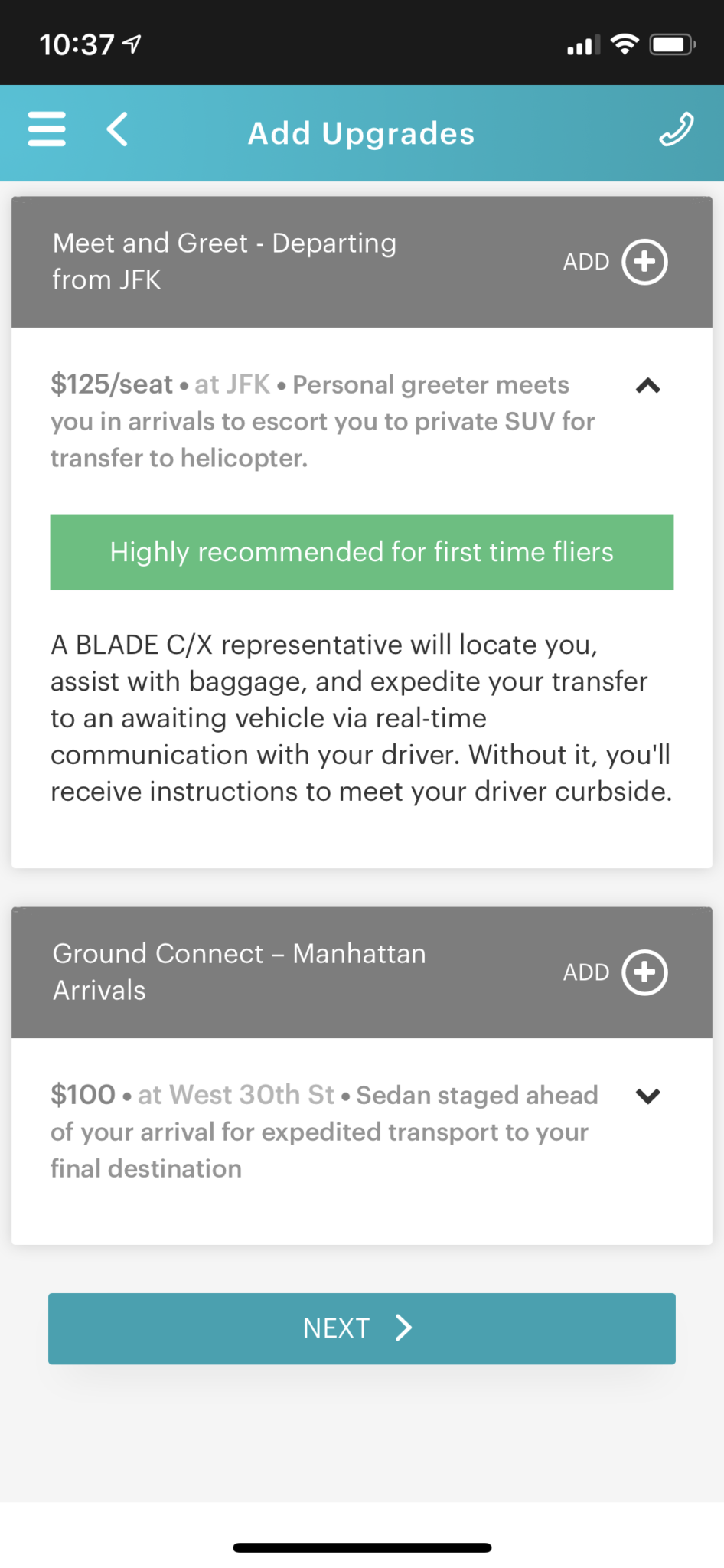Blade Mobile App Booking Flow 4