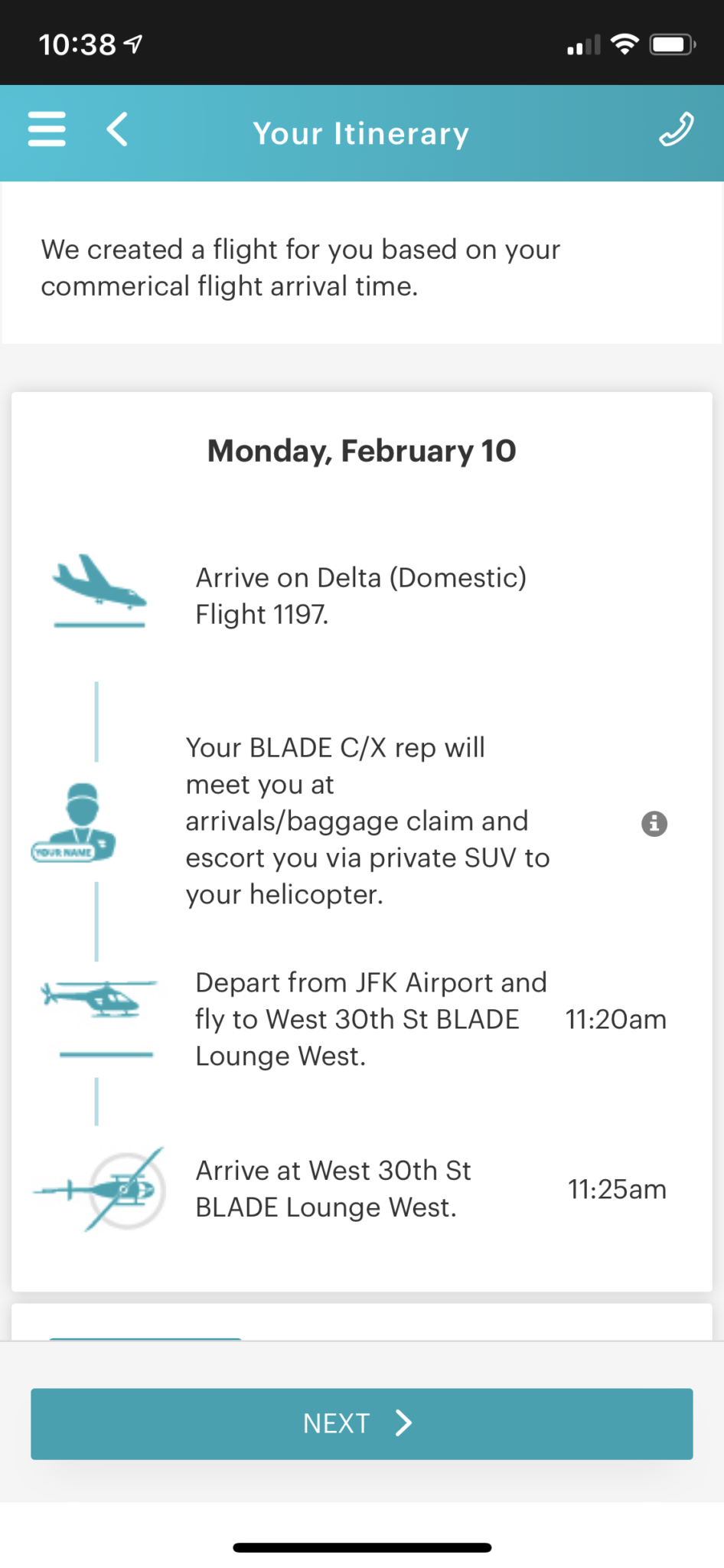 Blade Mobile App Booking Flow 5