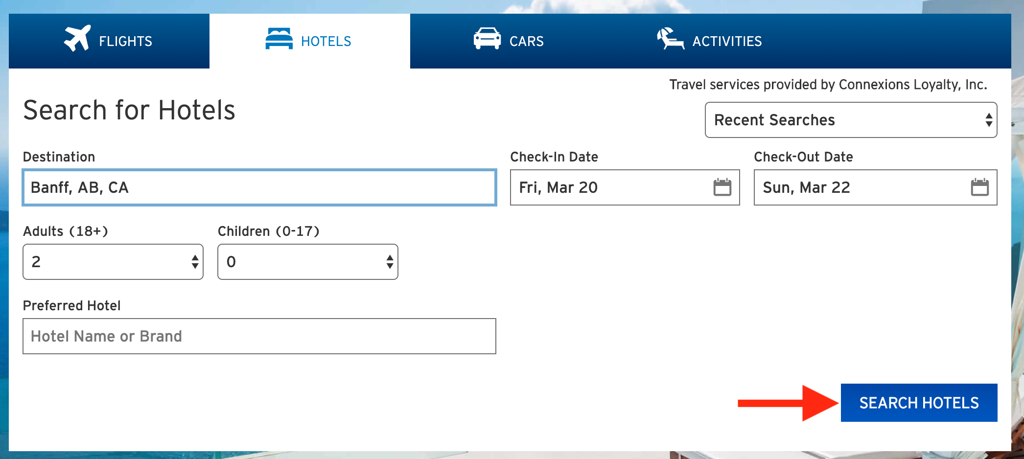 Enter Your Search Criteria At The Center of The Screen