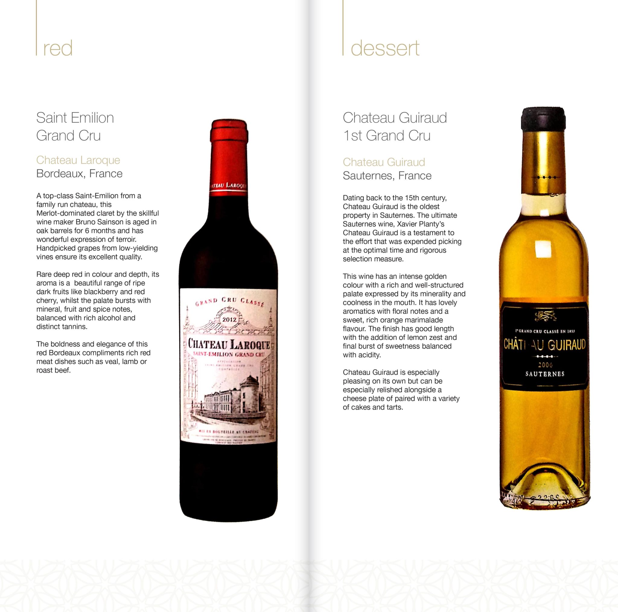 Oman Air B787-9 Business Class --- Wine List