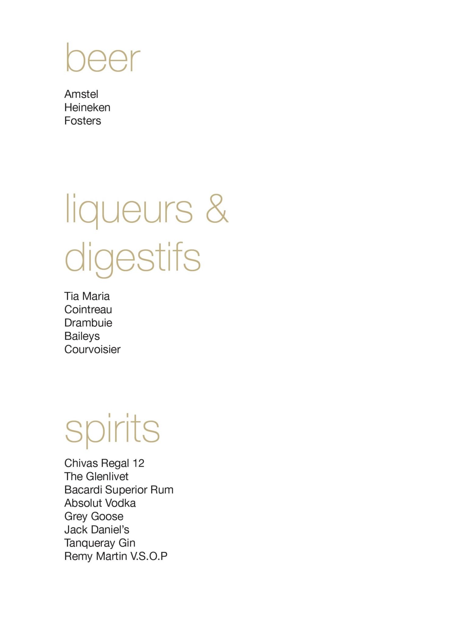 Oman Air B787-9 Business Class --- Alcoholic Beverage List