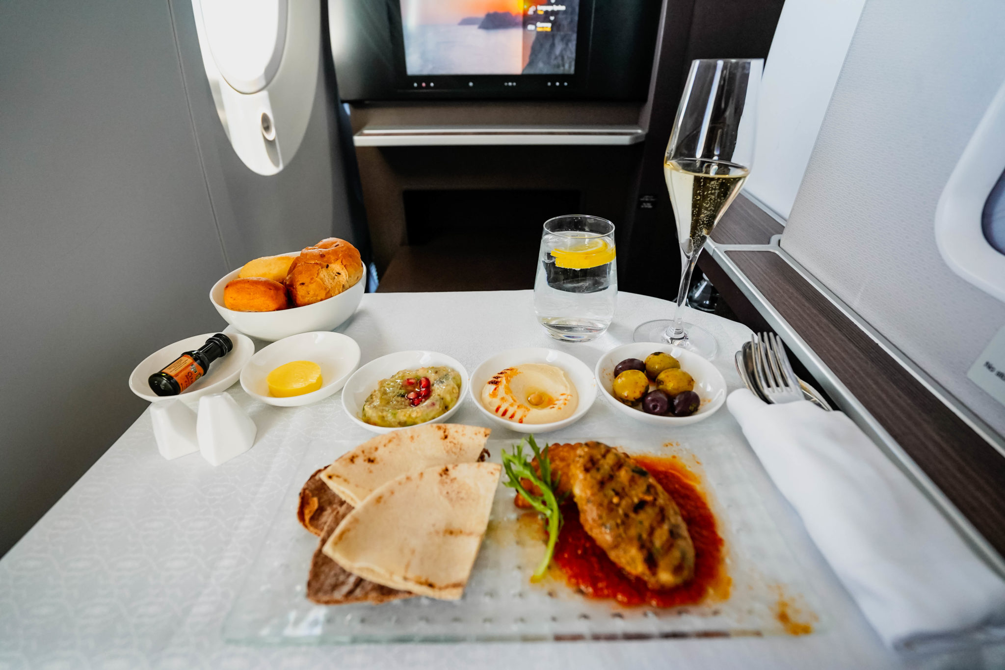 Oman Air B787-9 Business Class --- Arabic Mezze