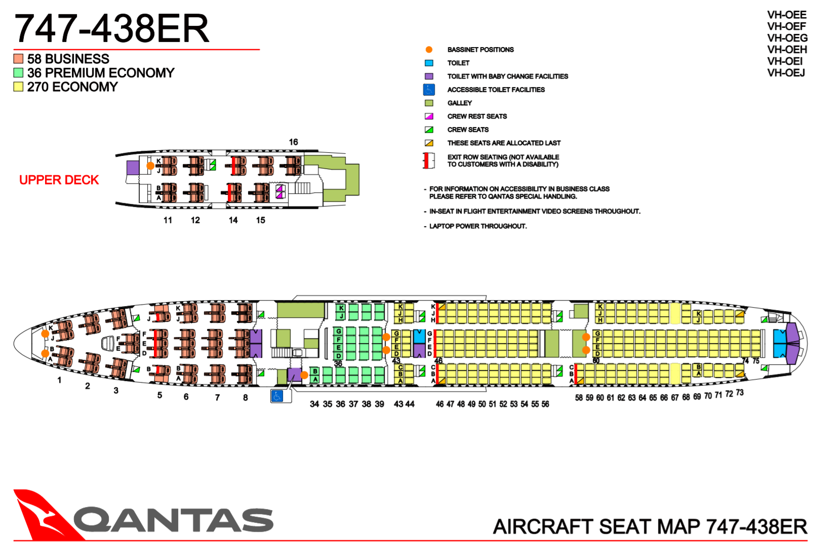 Qantas Boeing 747 Seat Map