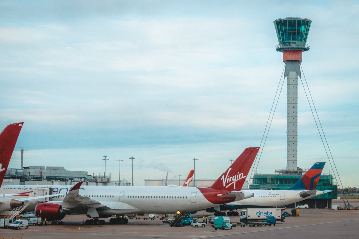 Virgin Atlantic Airbus A350 at London Heathrow Airport Virgin Atlantic Airbus A350 at London Heathrow Airport