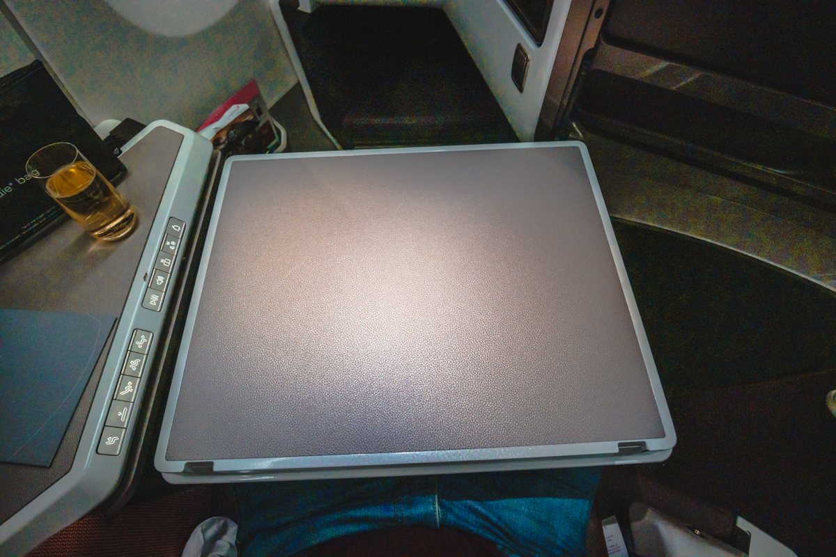 Virgin Atlantic Airbus A350 Upper Class Tray Table Swung into Pl Virgin Atlantic Airbus A350 Upper Class Tray Table Swung into Place