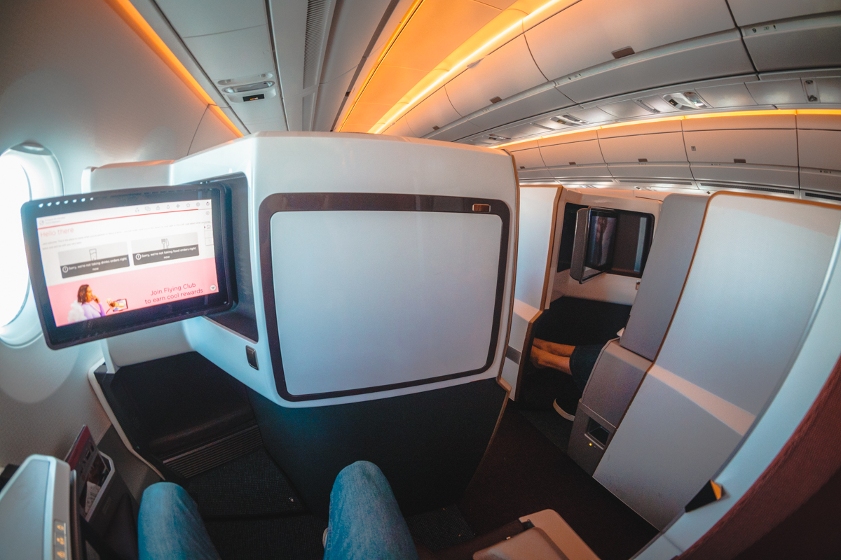 Virgin Atlantic Airbus A350 Upper Class Privacy Screen Open Virgin Atlantic Airbus A350 Upper Class Privacy Screen Open