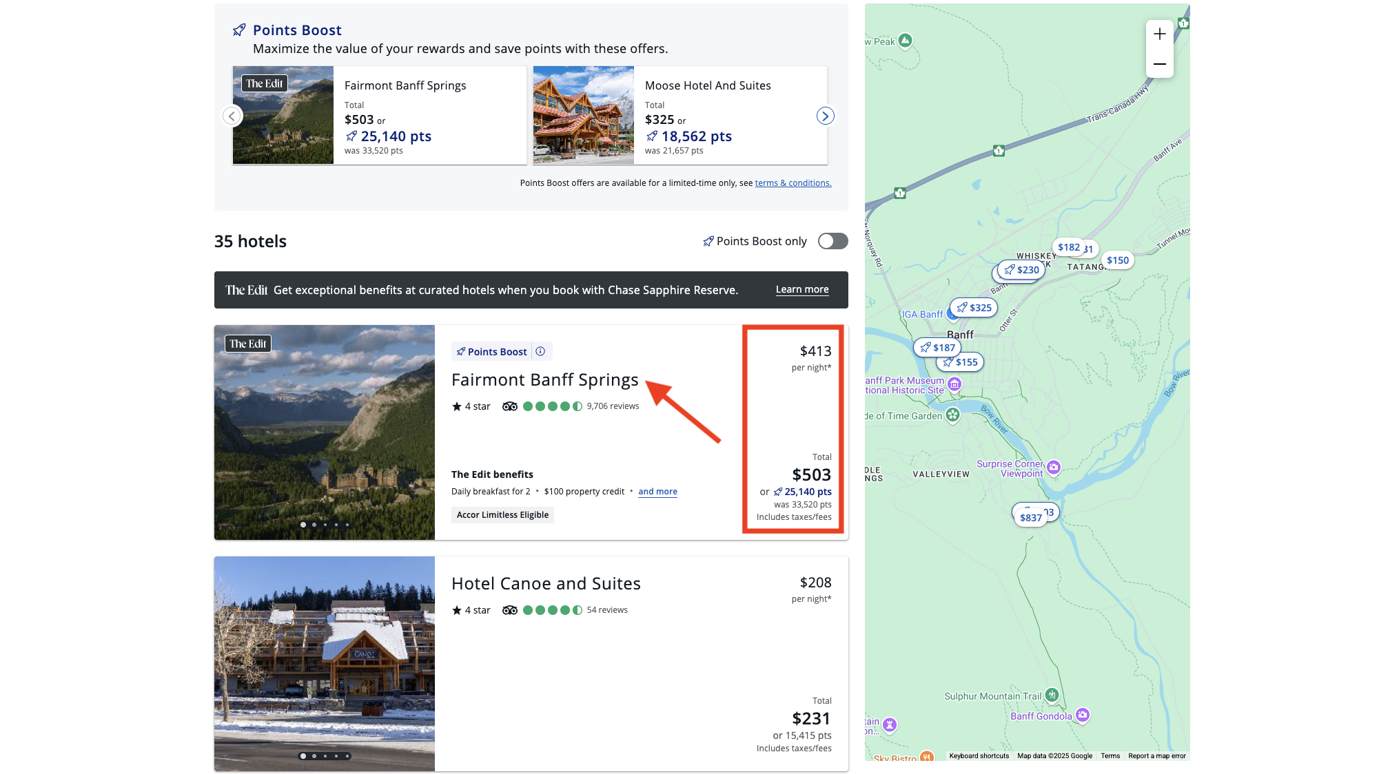 Chase travel view hotel price