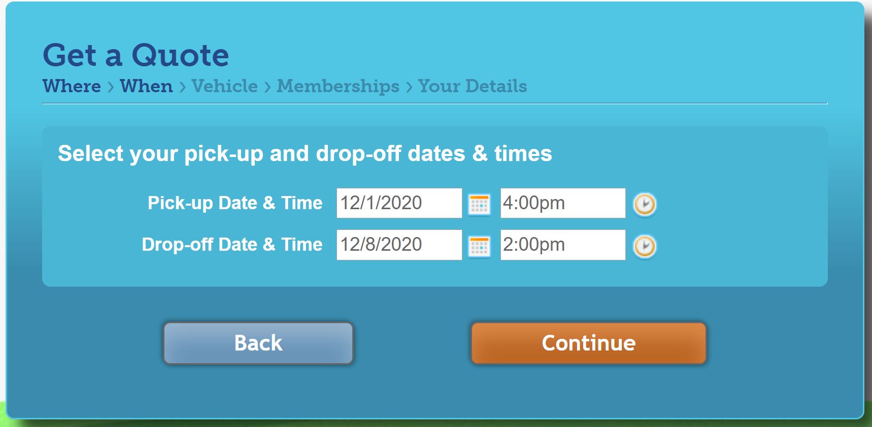 AutoSlash Pick up and drop off times