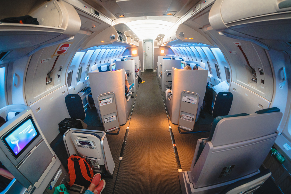 British Airways Boeing 747 Club World Business Class Upper Deck Cabin