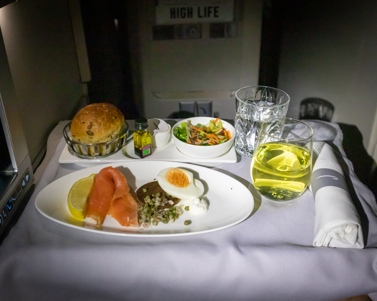 British Airways Boeing 747 Club World Business Class Salmon Starter