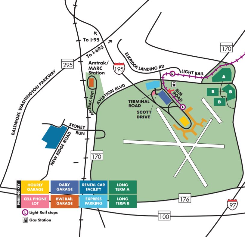 Baltimore–Washington International Airport Parking Map