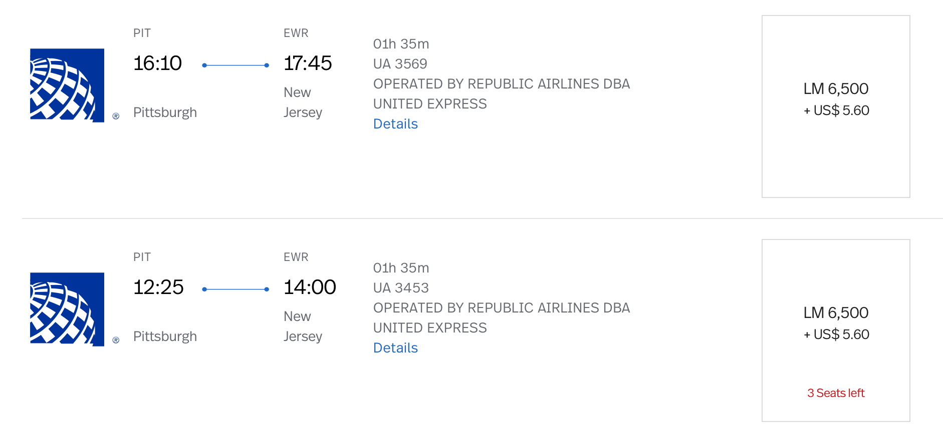 Booking PIT to EWR on United Booking PIT to EWR on United Avianca